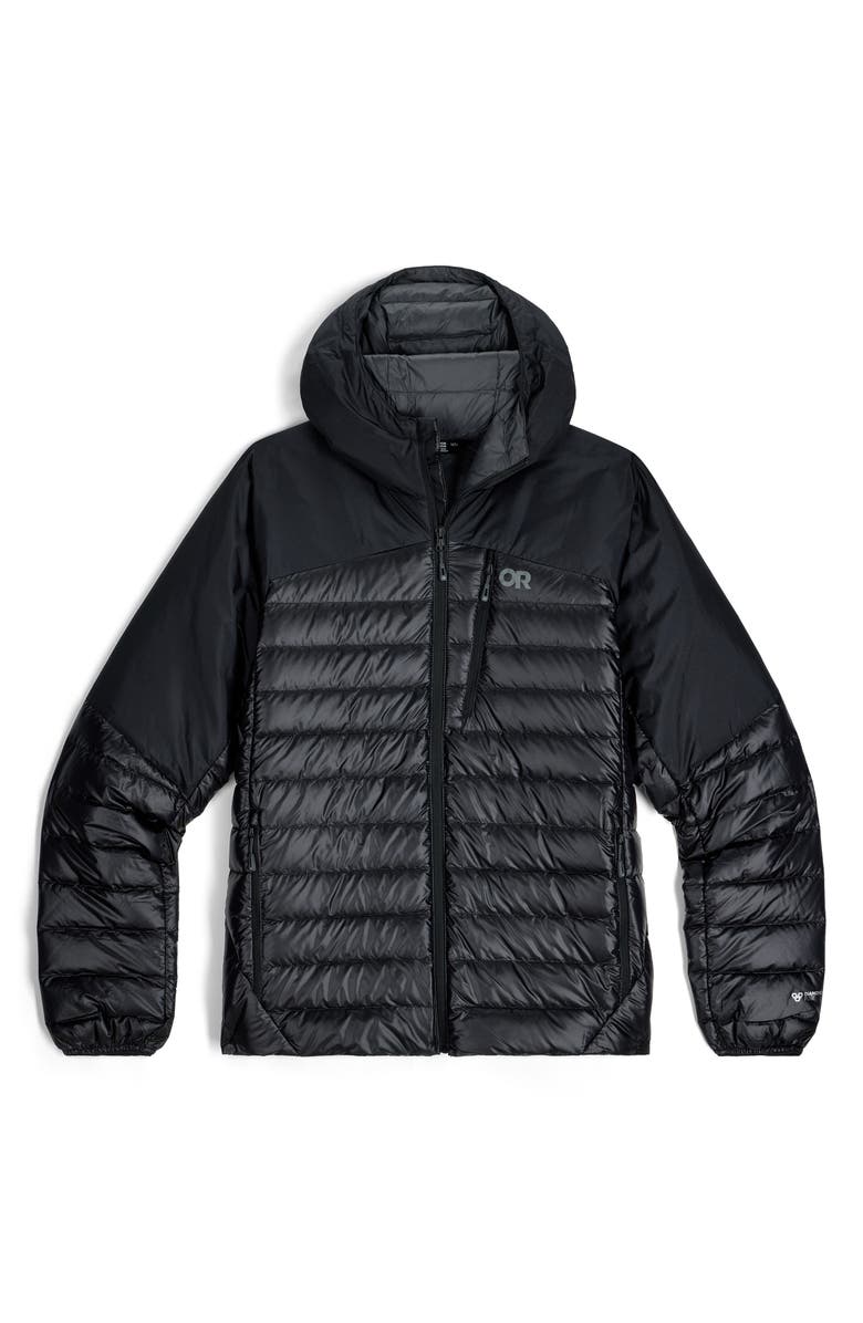 Outdoor Research Helium Water Resistant Hooded 800 Fill Down Jacket, Alternate, color, Solid Black