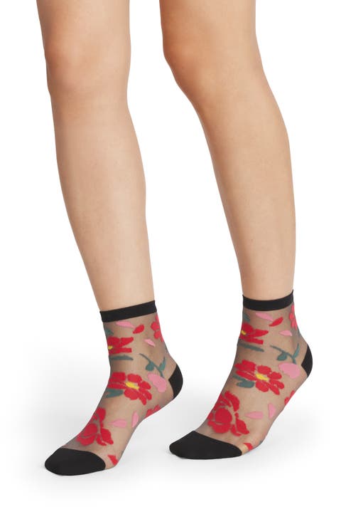 Floral Sheer Quarter Socks