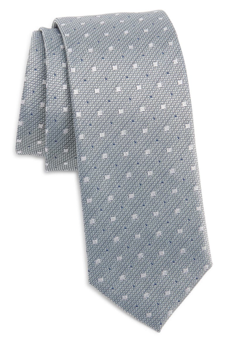 Micropattern Silk Blend Tie, Main, color, LIGHT GREEN