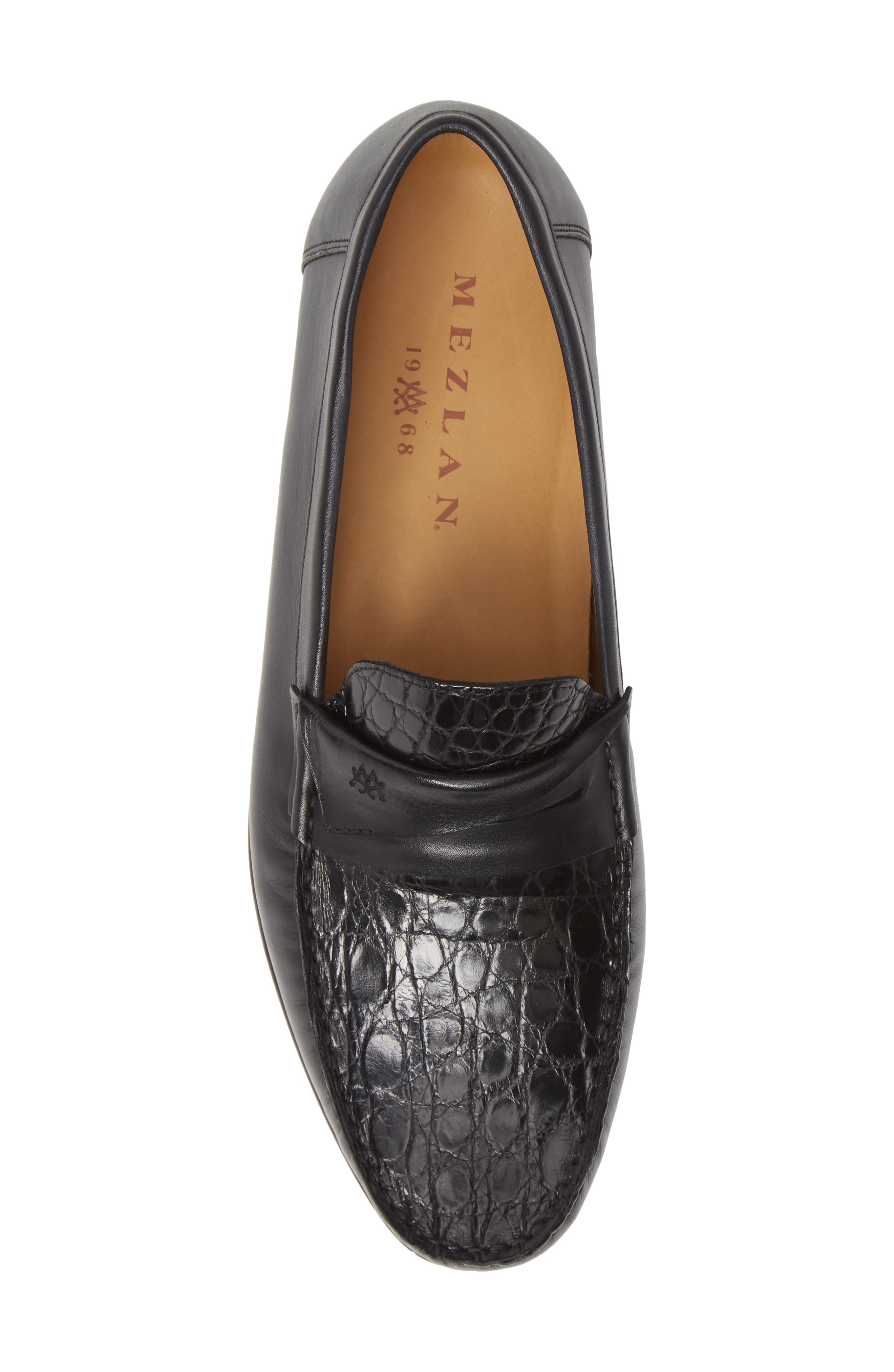 Mezlan Sica Crocodile Leather Penny Loafer, Alternate, color, 