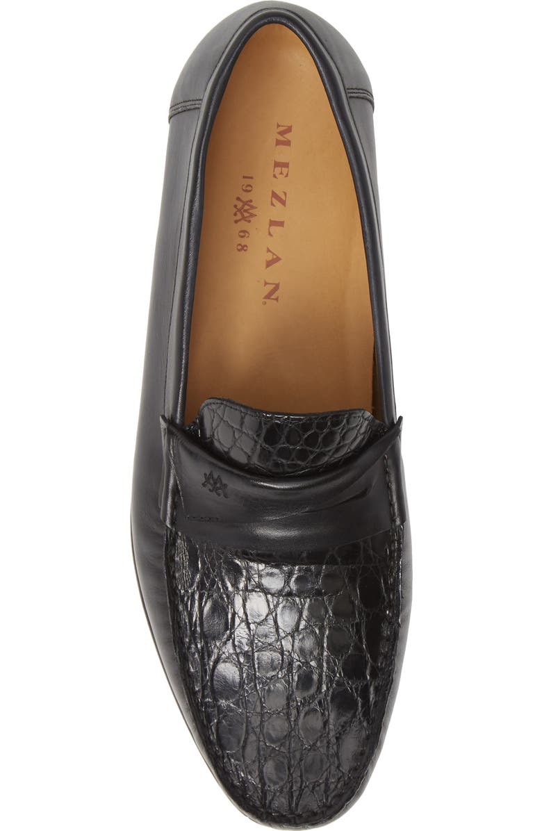Mezlan Sica Crocodile Leather Penny Loafer, Alternate, color,