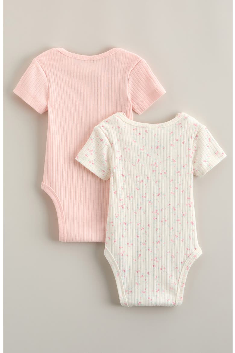 Assorted 2-Pack Cotton Blend Rib Bodysuits, Alternate, color, IVORY EDITH FLORAL- PINK