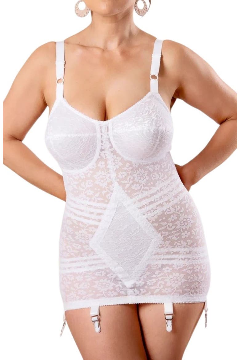 Extra Firm Floral Body Briefer, Main, color, White