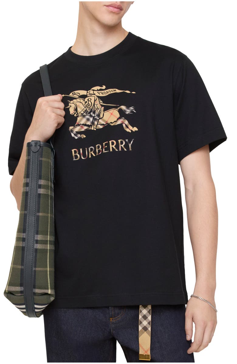 Burberry Knight Ombré Cotton T-shirt, Main, color, Black