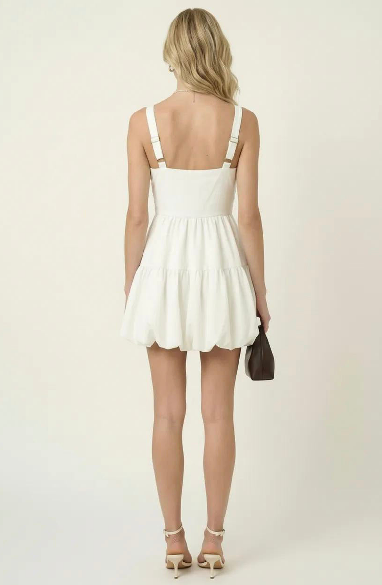 Modenaire Ruched Sweetheart Flared Mini Dress, Alternate, color, White / Ivory