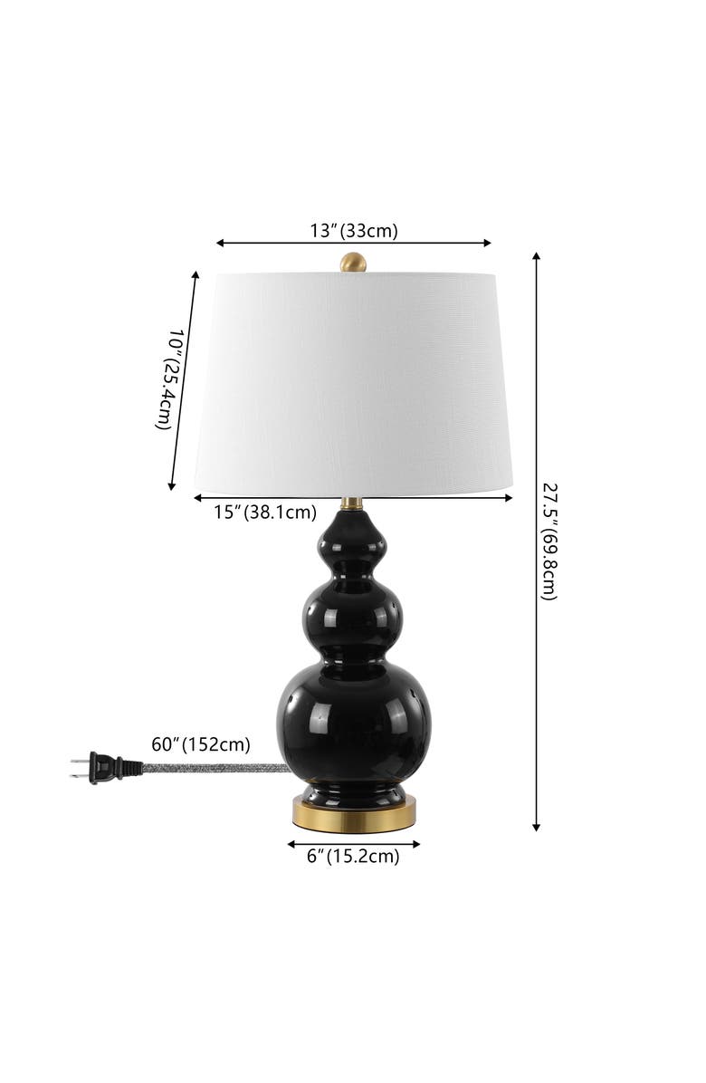 JONATHAN Y Bowen 27.5" Contemporary Transitional Ceramic Gourd LED Table Lamp, Alternate, color, Black
