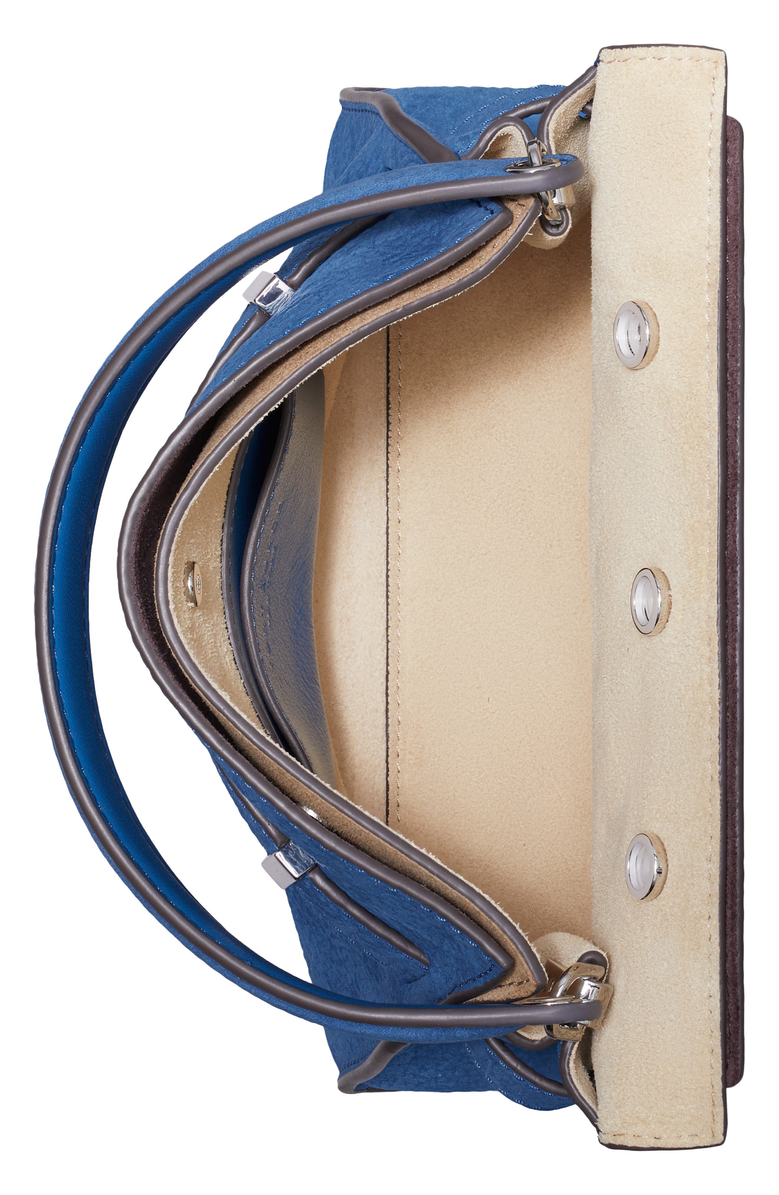 Lee Radziwill Nubuck Petite Double Bag Leather, Alternate, color, BRIGHT BLUE