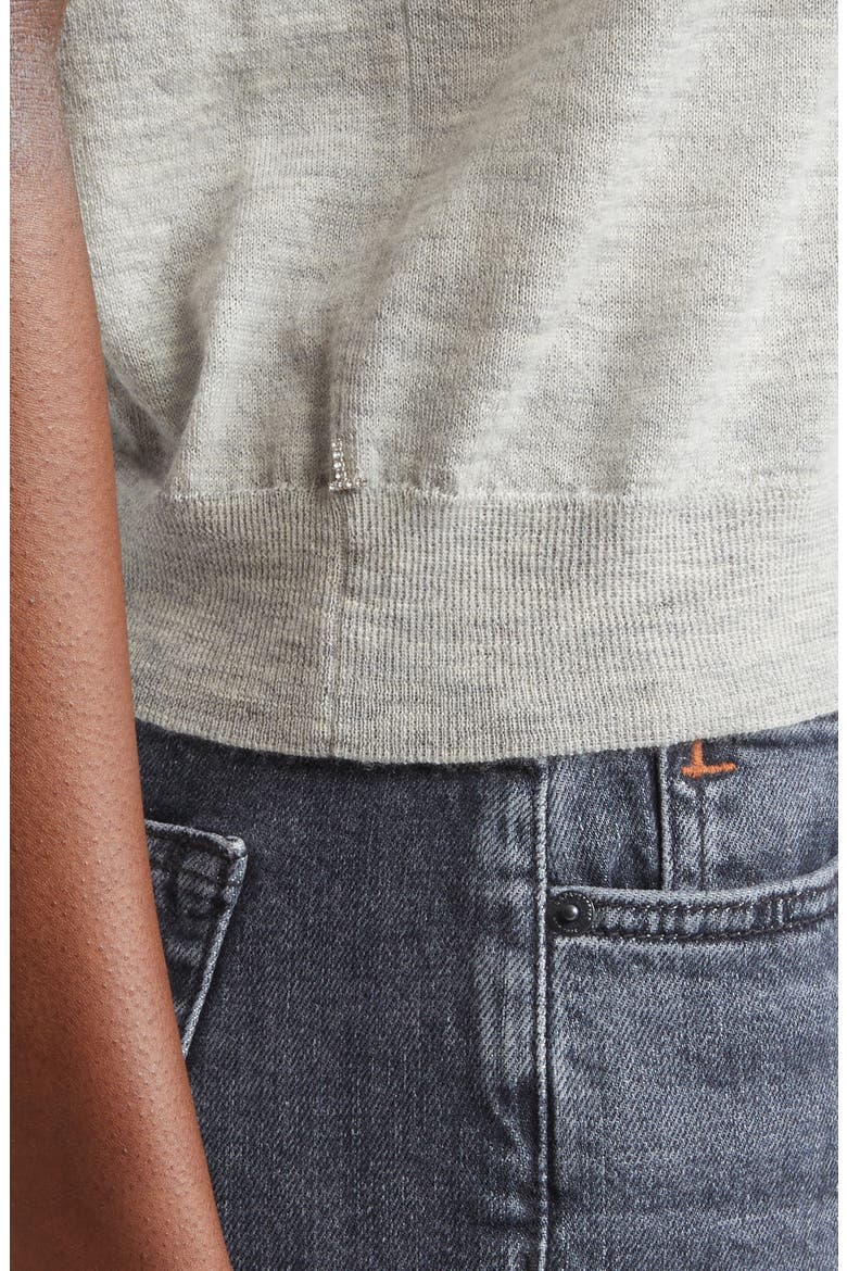 Short Sleeve Cashmere Crewneck Sweater, Alternate, color, GREY HEATHER