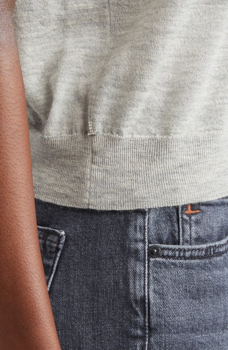 Lafayette 148 New York Short Sleeve Cashmere Crewneck Sweater, Alternate, color, Grey Heather