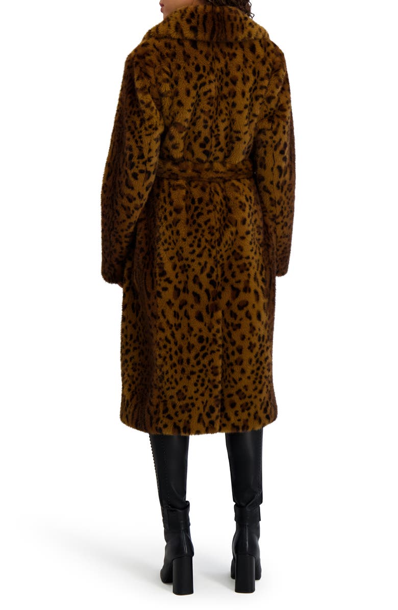 KARL LAGERFELD PARIS Leopard Print Faux Fur Wrap Coat, Alternate, color, Leopard