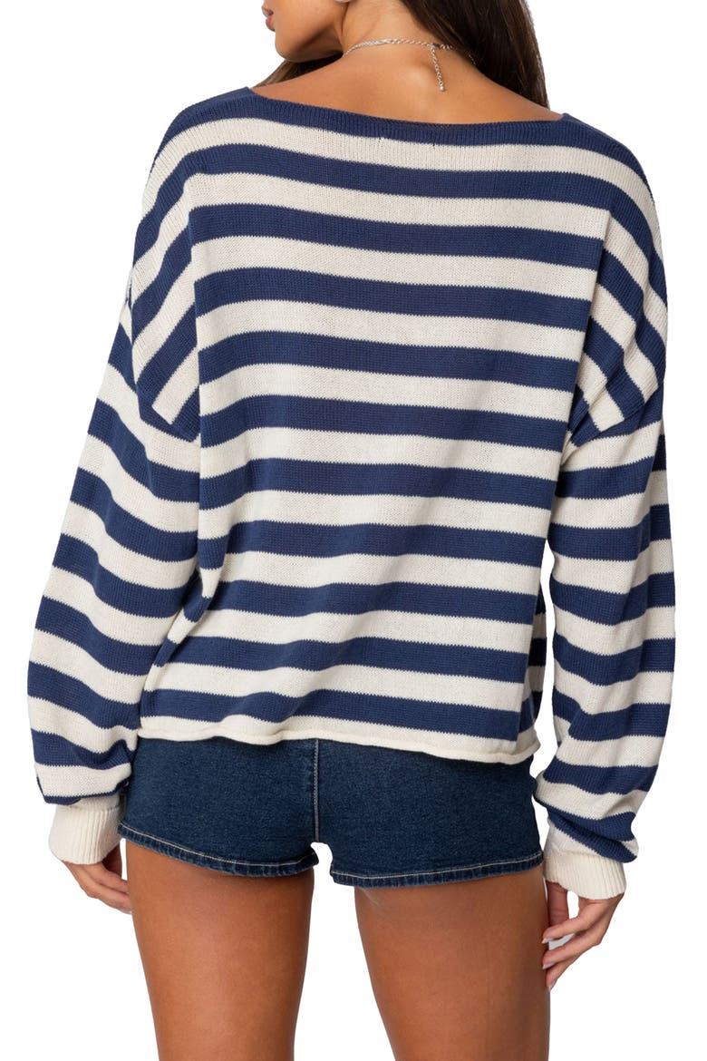 Anney Oversize Stripe Cotton Blend Sweater, Alternate, color, BLUE-AND-CREAM