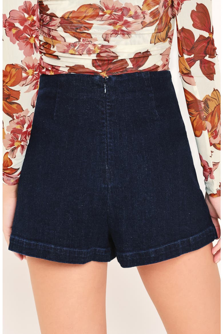 Asymmetric Pleat Denim Skort, Alternate, color, DARK INDIGO