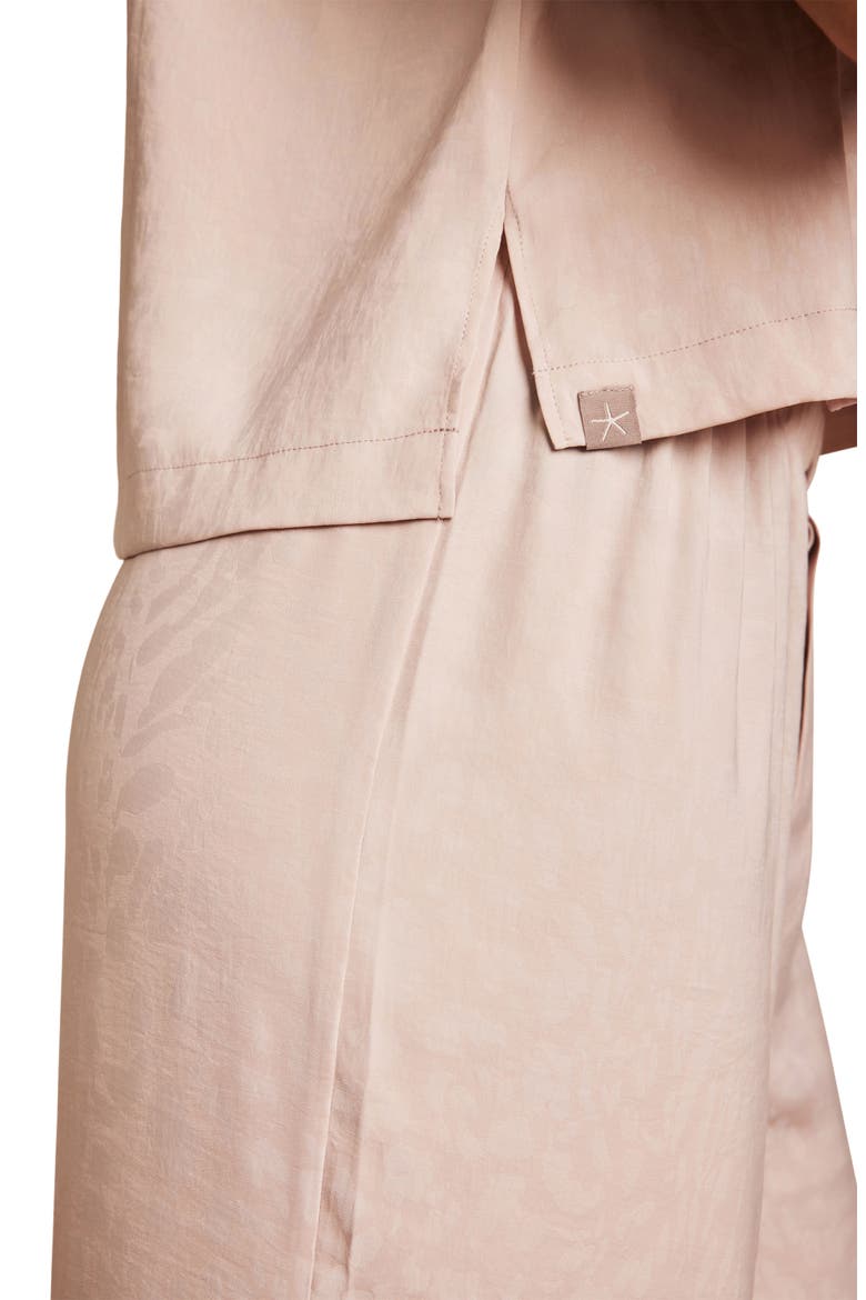 Washed Satin Jacquard Crop Lounge Shirt, Alternate, color, FEATHER