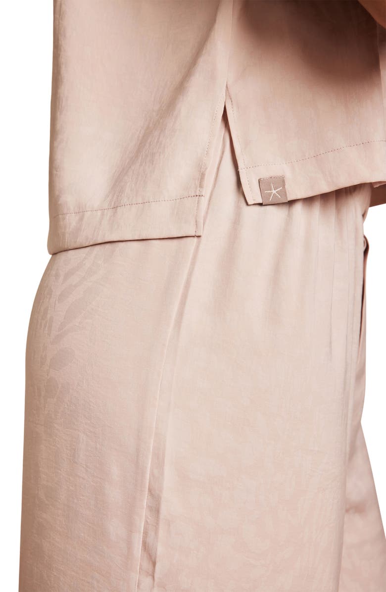 Barefoot Dreams<sup>®</sup> Washed Satin Jacquard Crop Lounge Shirt, Alternate, color, Feather