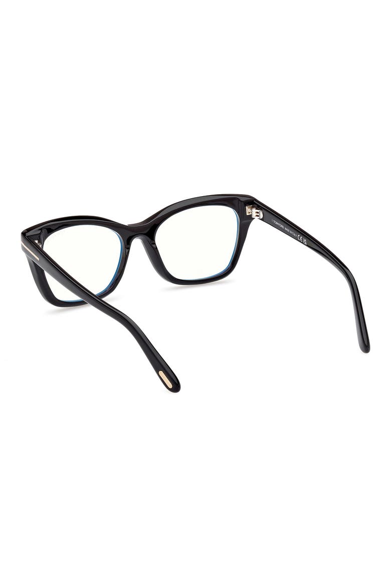 53mm Cat Eye Blue Light Blocking Optical Glasses, Alternate, color, BLACK ECO / T LOGO