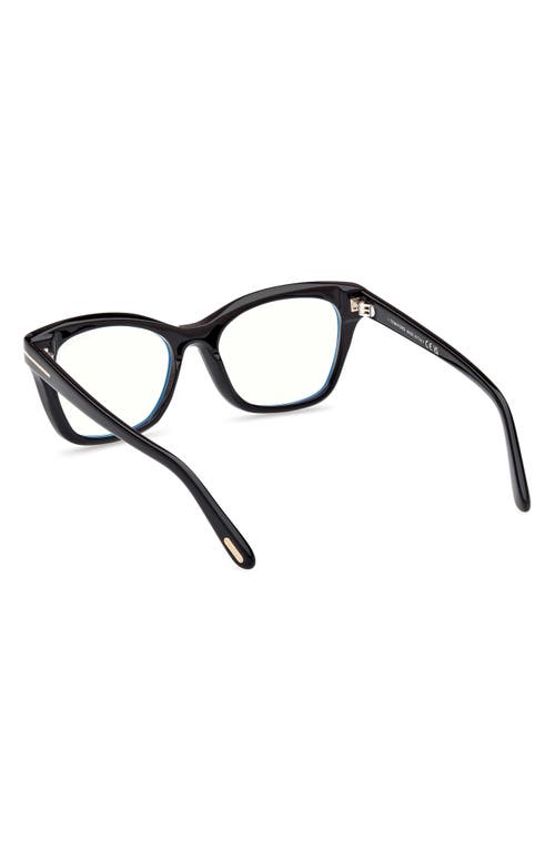 Tom Ford 53mm Cat Eye Blue Light Blocking Optical Glasses In Black