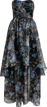 Lulus Marie Strapless Tiered Maxi Cocktail Dress