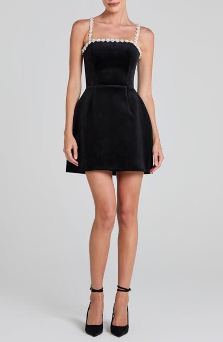 NADINE MERABI Alice Embellished Velvet Minidress, Alternate, color, 