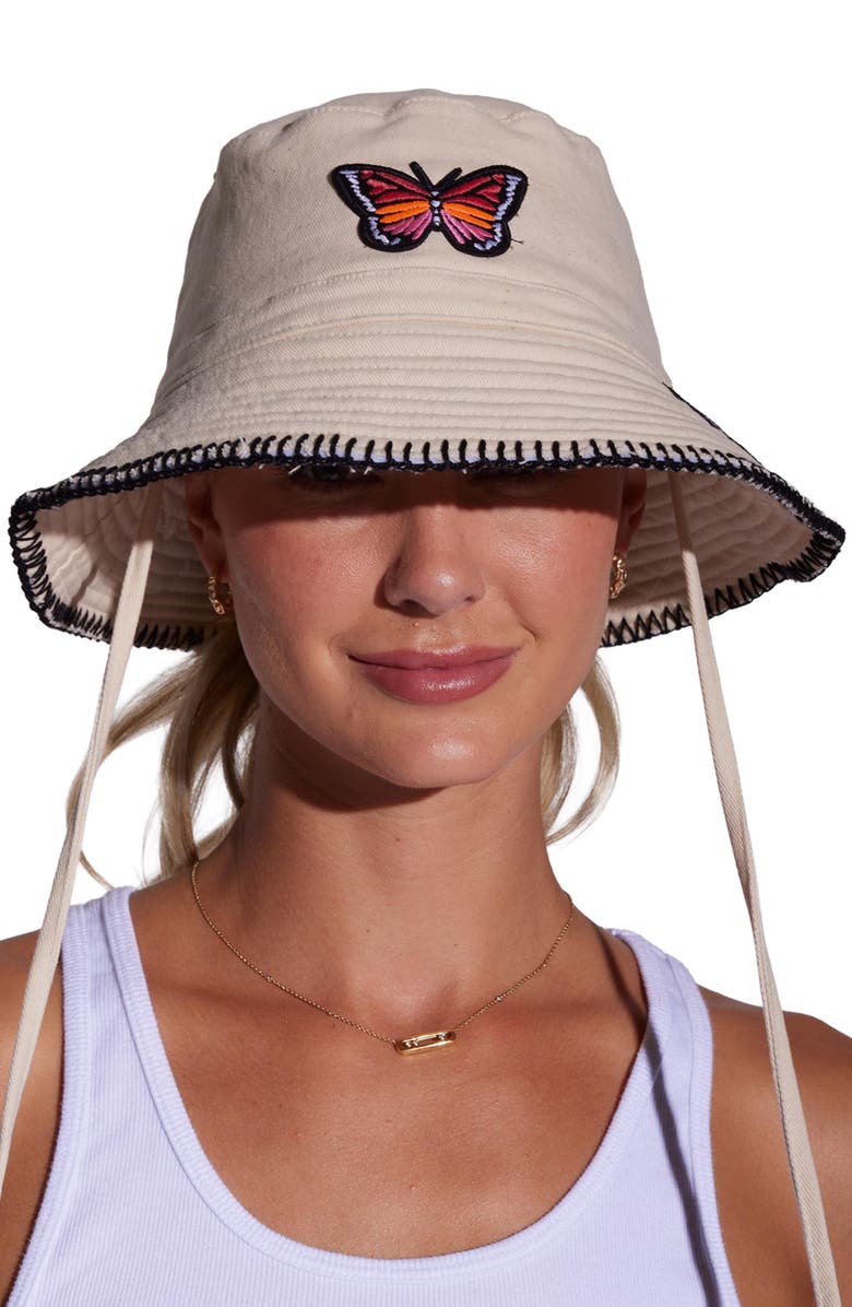 Lauren Moshi Aria Color Butterfly Bucket Hat, Alternate, color, Natural