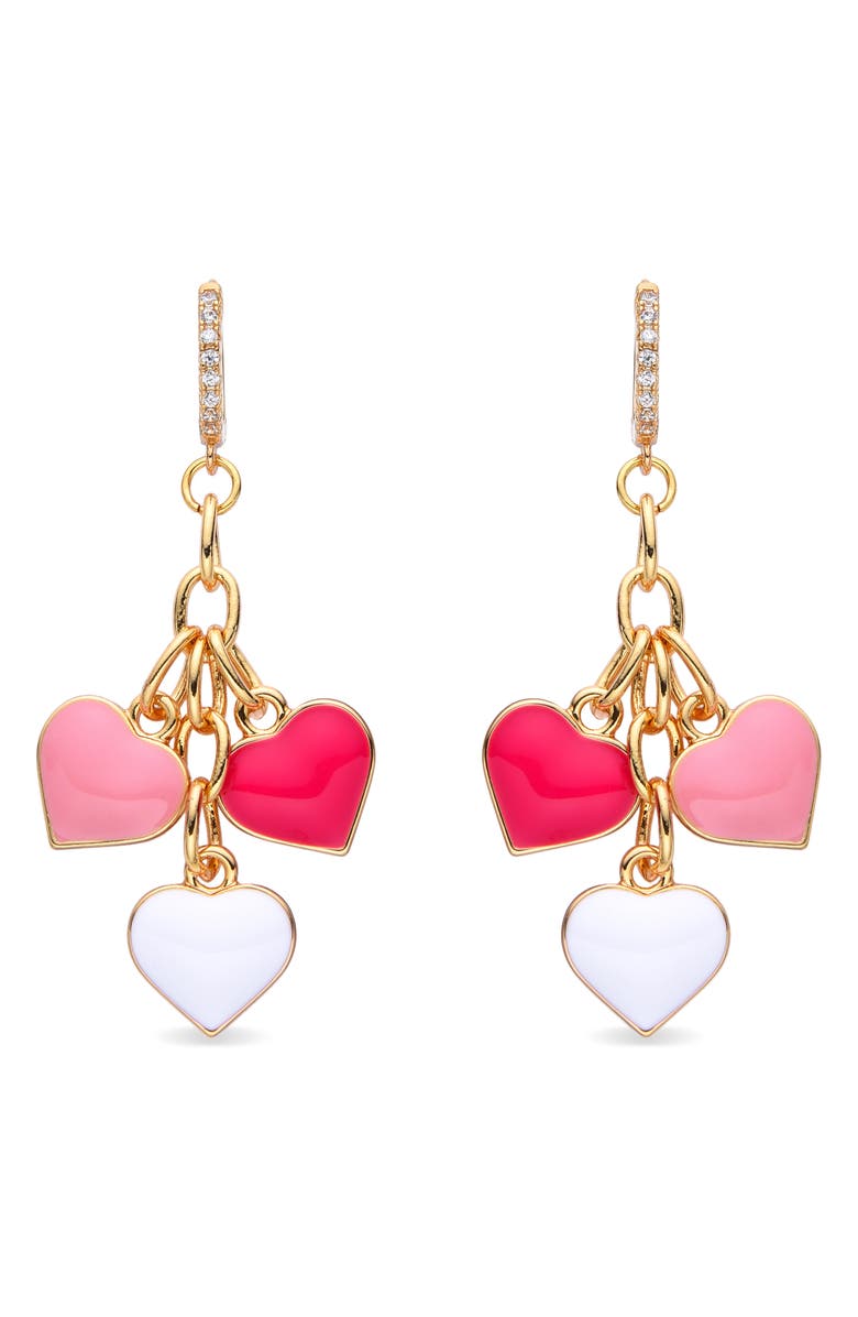 EYE CANDY LOS ANGELES Enamel Hearts Drop Huggie Hoop Earrings, Alternate, color, Gold