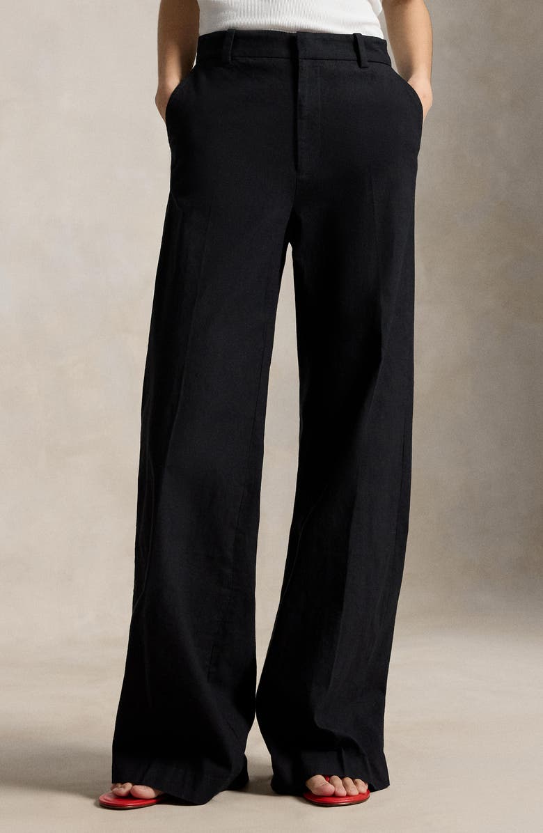 Polo Ralph Lauren Beaton Stretch Cotton Wide Leg Pants, Alternate, color, Polo Black