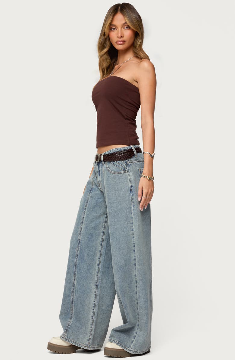 EDIKTED Shelf Bra Stretch Cotton Tube Top, Alternate, color, Brown