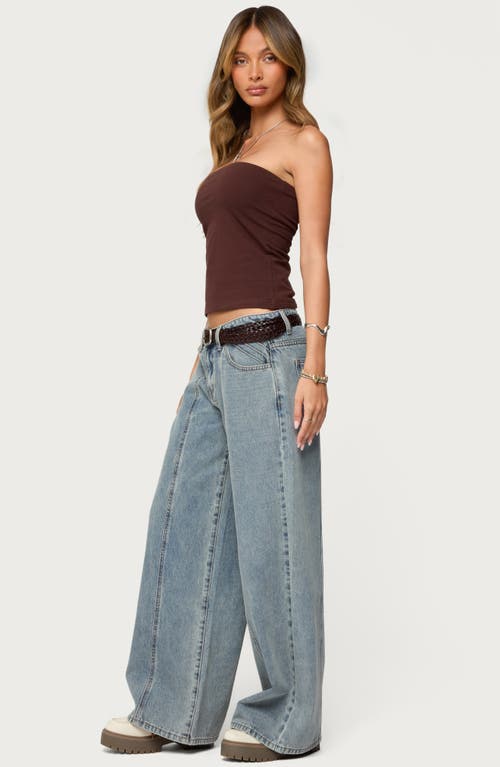 Edikted Shelf Bra Stretch Cotton Tube Top In Brown