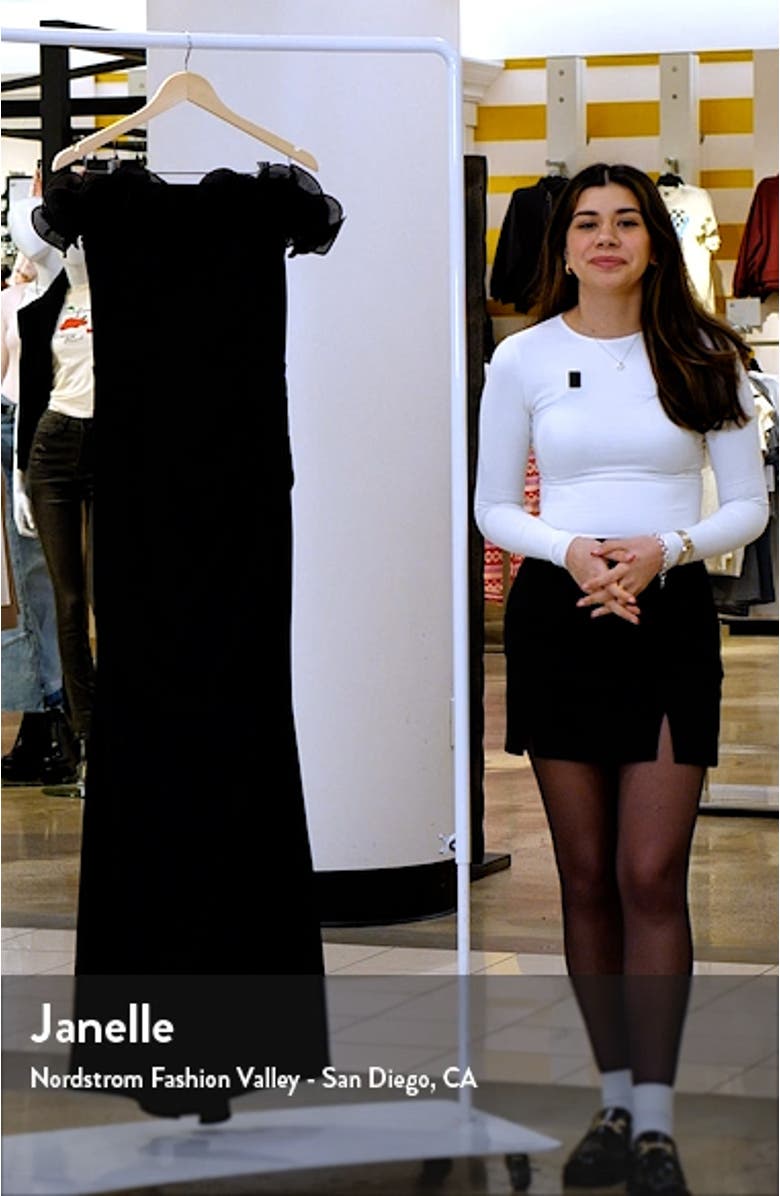 Ruffle Off the Shoulder Scuba Crepe Gown, sales video thumbnail