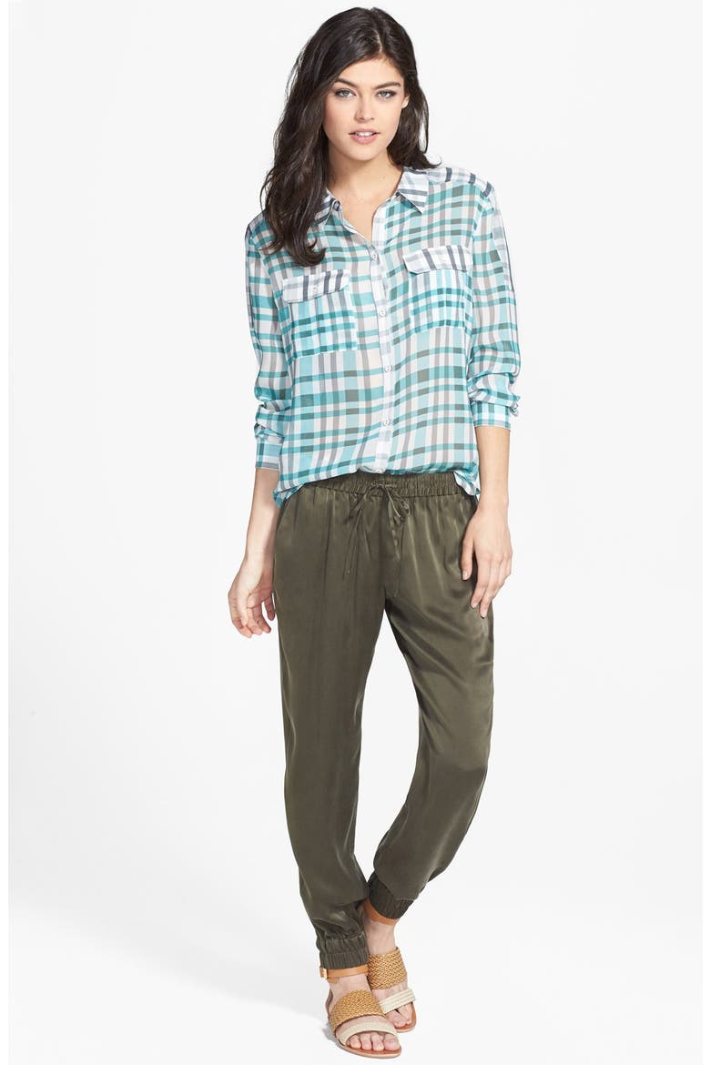 Denim 'Jadyn' Silk Track Pants, Alternate, color, OLIVE