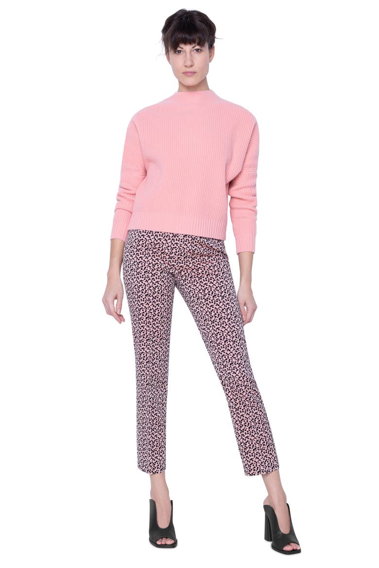 Franca Mini Luna Dot Jacquard Ankle Pants, Alternate, color, PEACH PINK/ BLACK