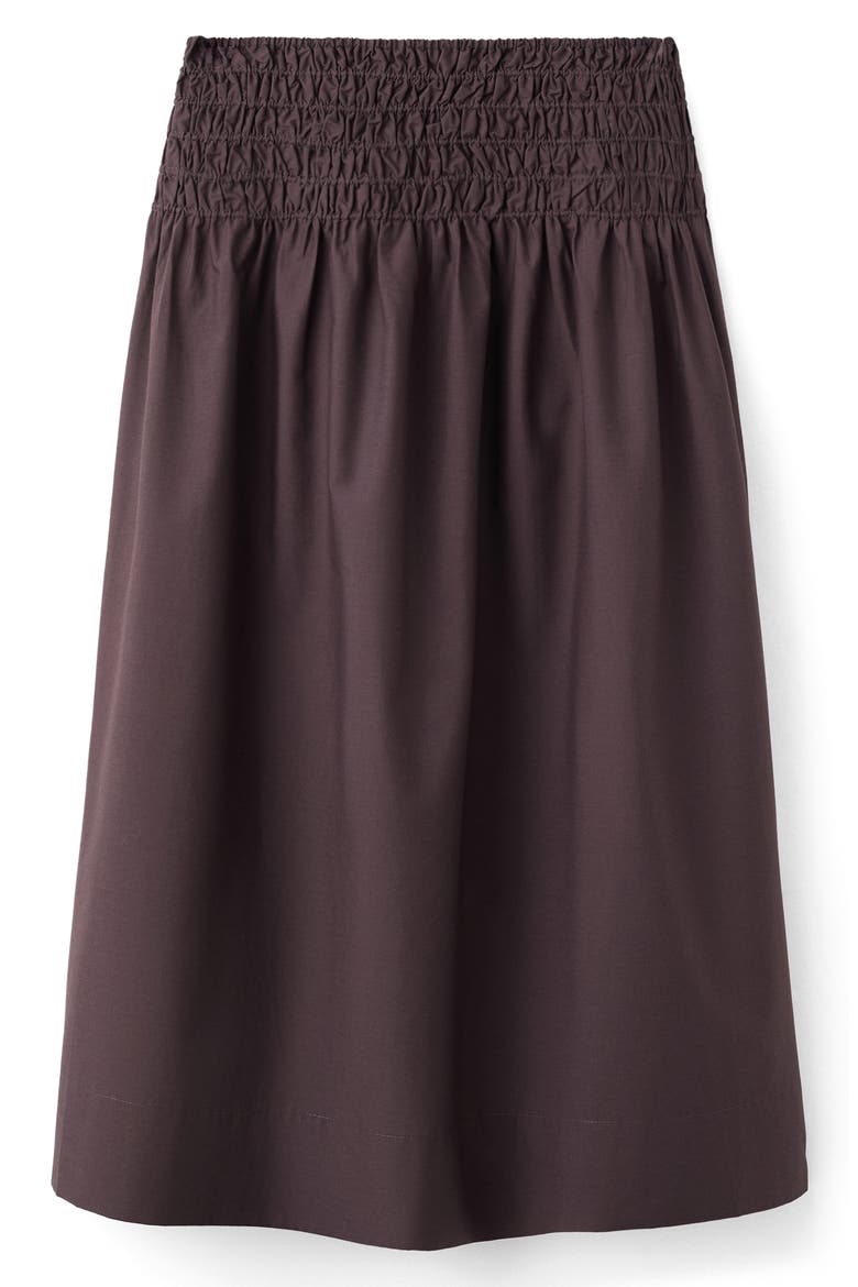 Shirred Waist Midi Skirt, Alternate, color, CHOCOLATE