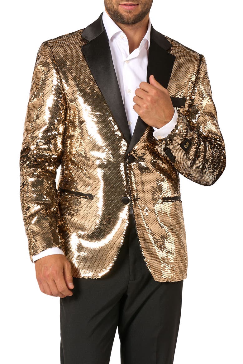 Groovy Gold Sequin Dinner Jacket, Main, color, GOLD