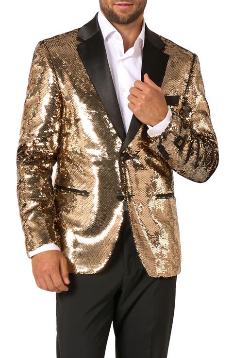 Groovy Gold Sequin Dinner Jacket (Regular & Big)