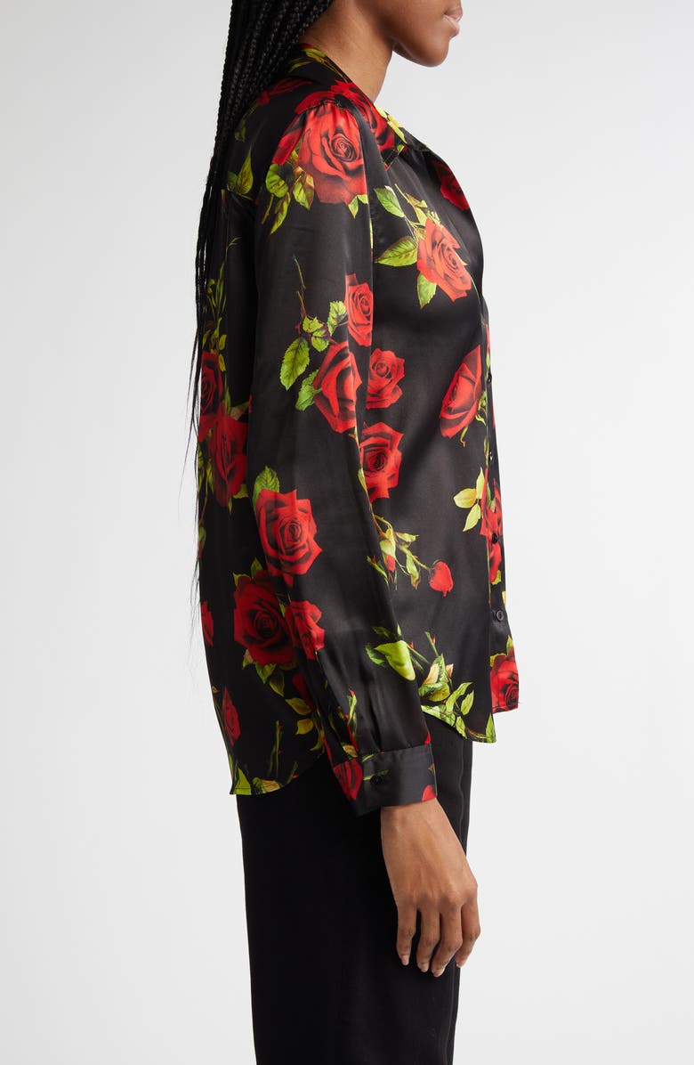 L'AGENCE Tyler Rose Print Silk Shirt, Alternate, color, 