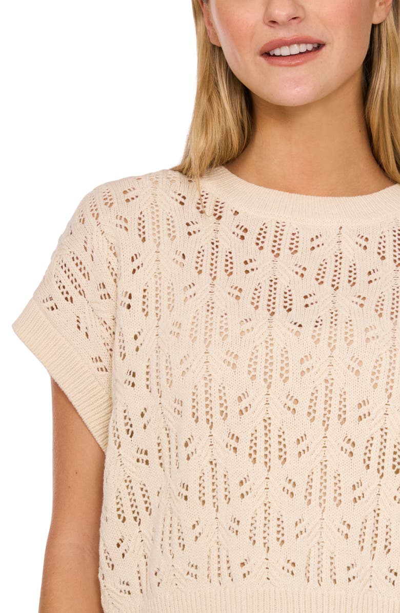 CeCe Pointelle Short Sleeve Sweater, Alternate, color, 