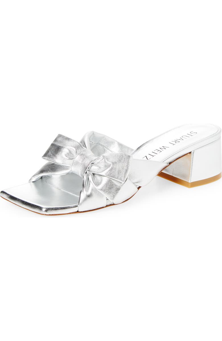 Stuart Weitzman Sofia Bow Sandal, Main, color, Silver M