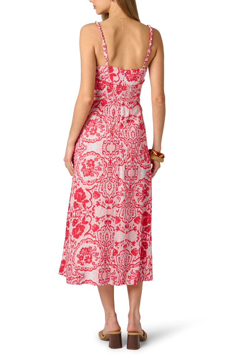 Paisley Floral V-Neck Dress, Alternate, color, RED/ BLUE