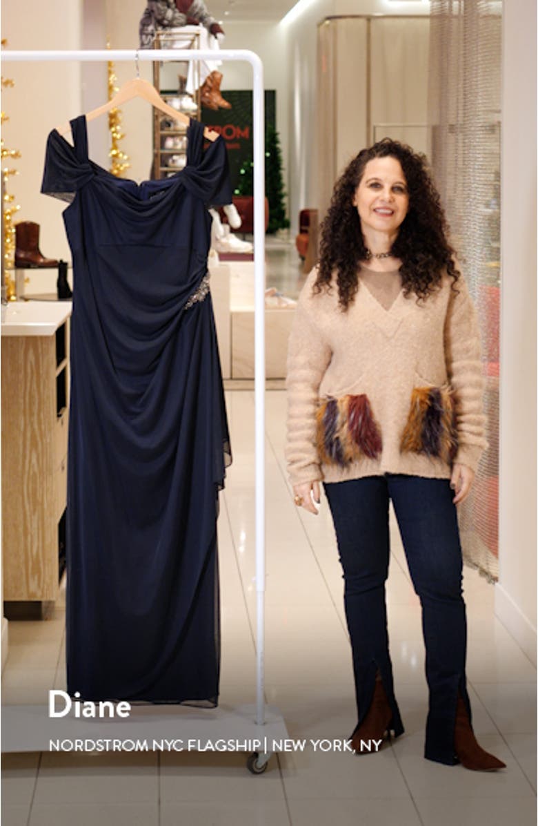 Embellished Cold Shoulder Column Evening Gown, sales video thumbnail