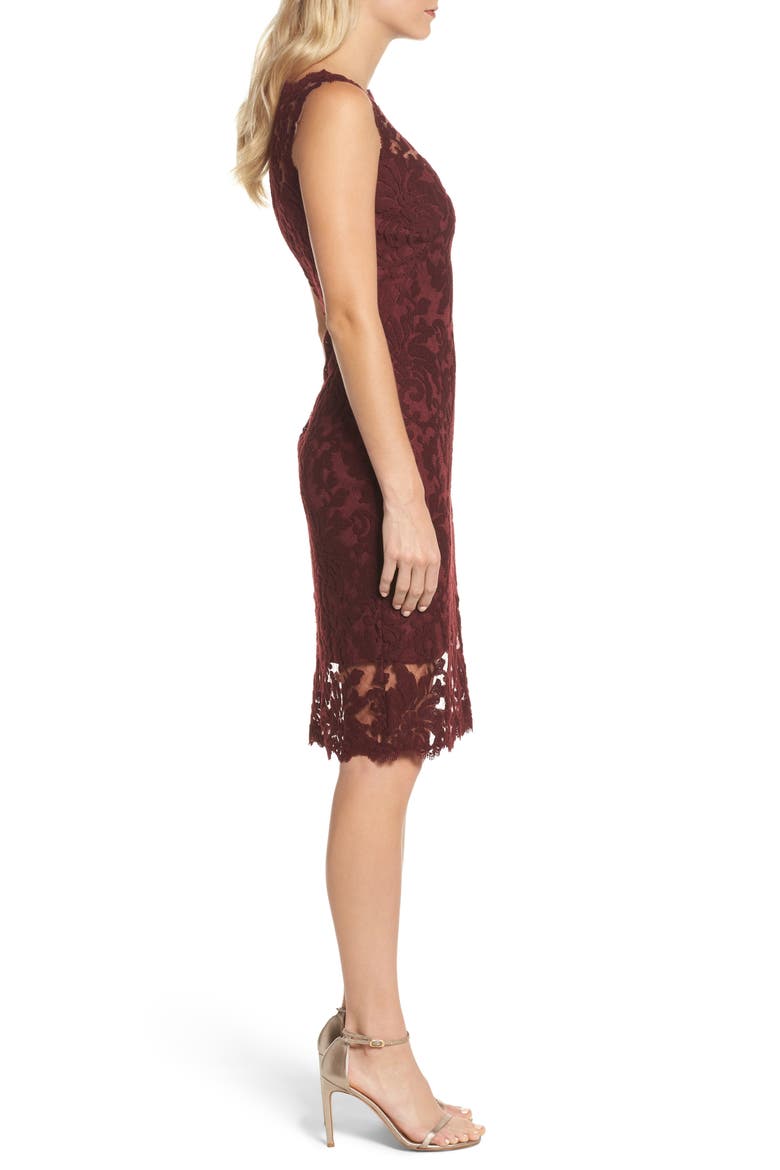 Embroidered Lace Sheath Dress, Alternate, color, AUBURN