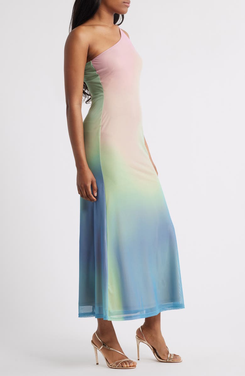 Rare London Blur One Shoulder A-Line Dress, Alternate, color, Rainbow Multi