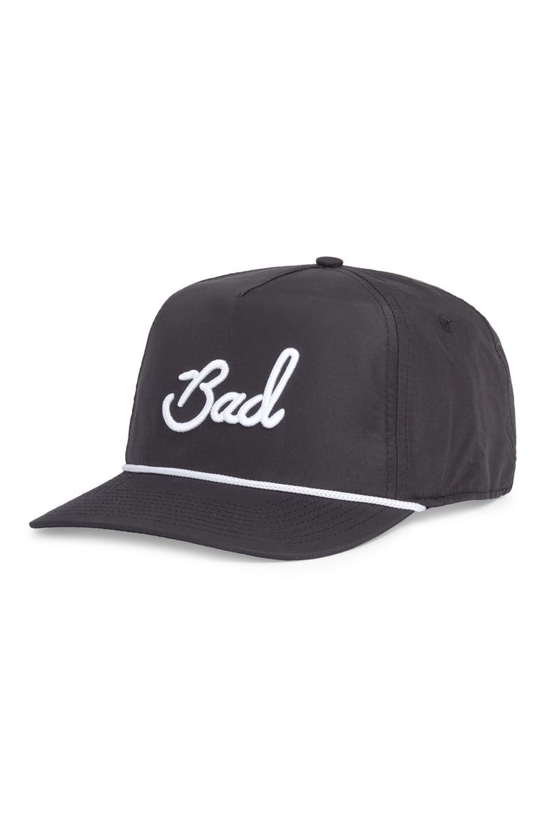 Rope Tie Embroidered Baseball Cap, Main, color, BLACK