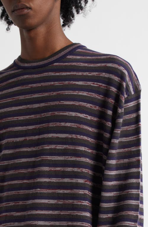 Waste Yarn Project Tania Colorblock Crewneck Sweater In Dark Purple Multi