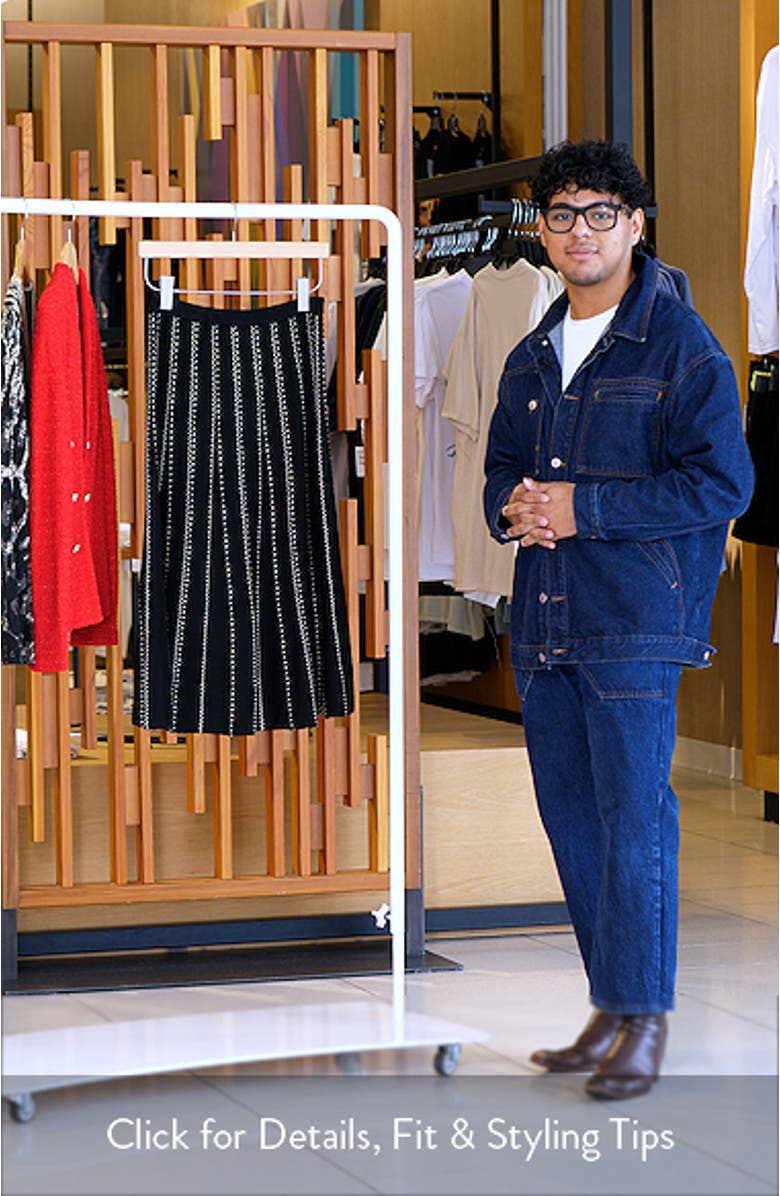 Linear Metallic Knit Midi Skirt, sales video thumbnail