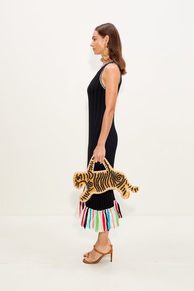 Thea Knit Fringe Dress, Alternate, color, Black Multi