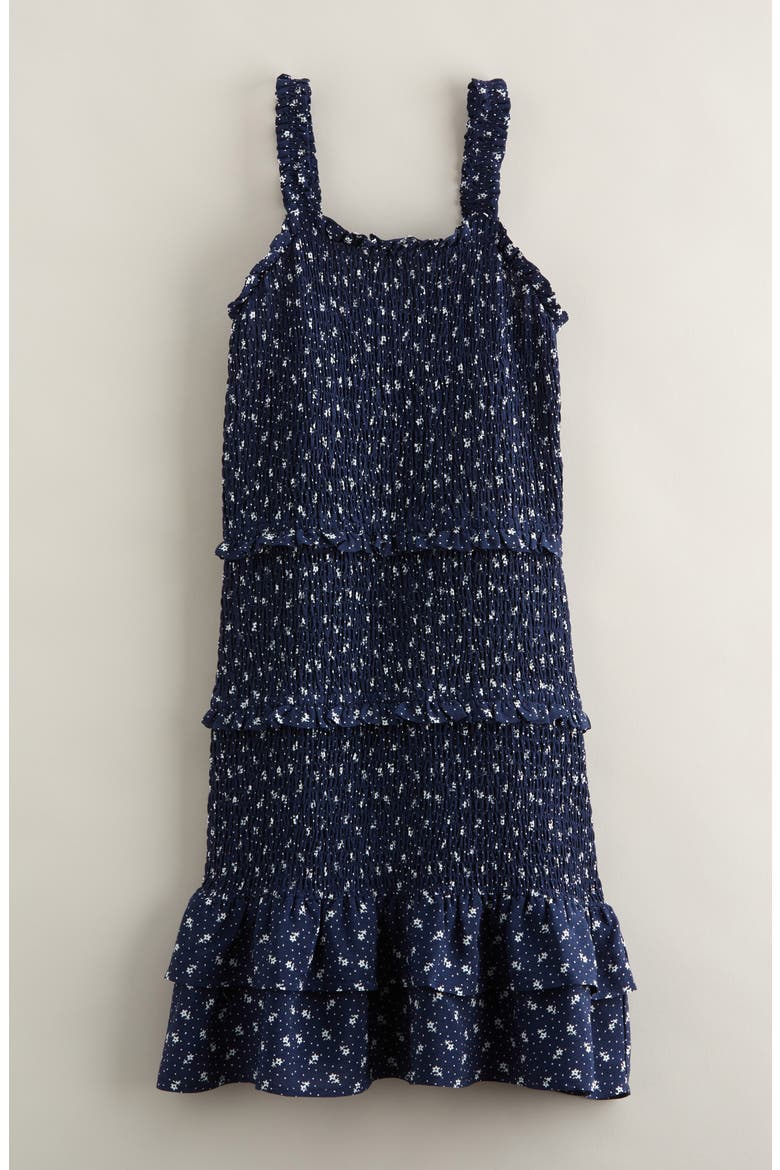 Kids' Smocked Ruffle Dress, Main, color, NAVY PEACOAT DOTTY SPRIG