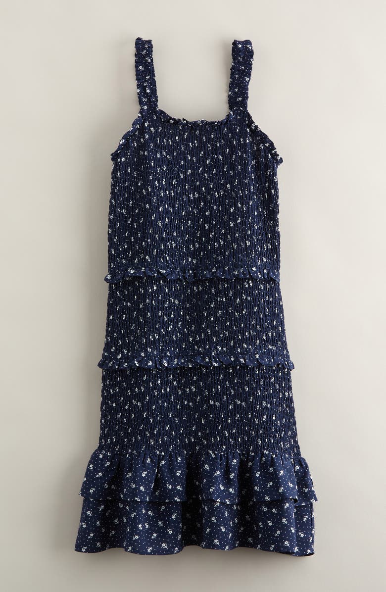 Nordstrom Kids' Smocked Ruffle Dress, Main, color, Navy Peacoat Dotty Sprig