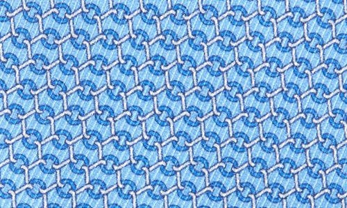 David Donahue Chainlink Print Silk Tie In Sky