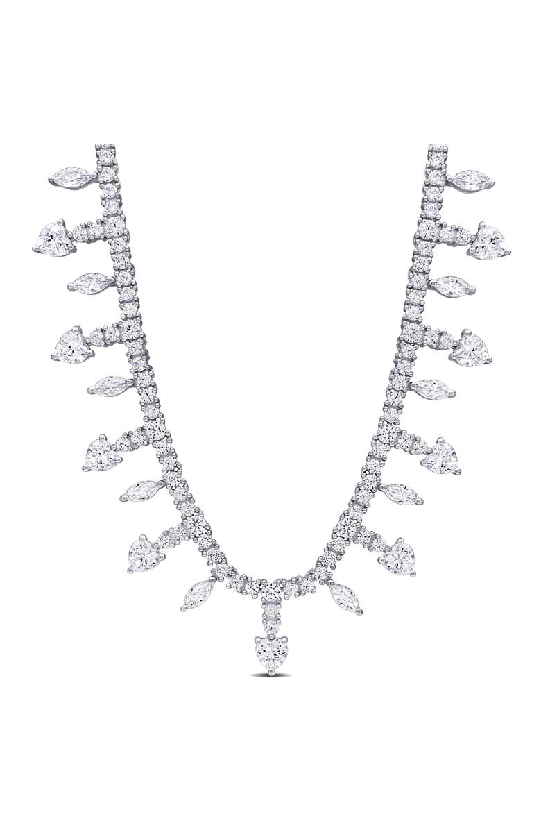 Julianna B. Created White Sapphire Heart Drop Necklace, Main, color, Sterling Silver