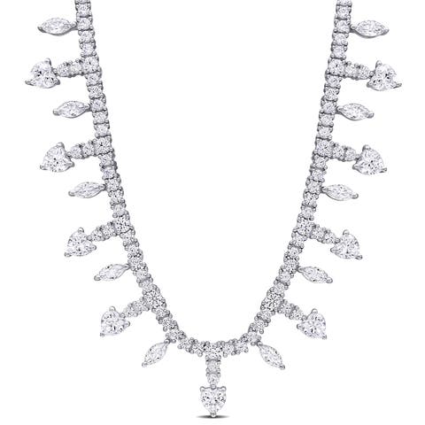 Created White Sapphire Heart Drop Necklace