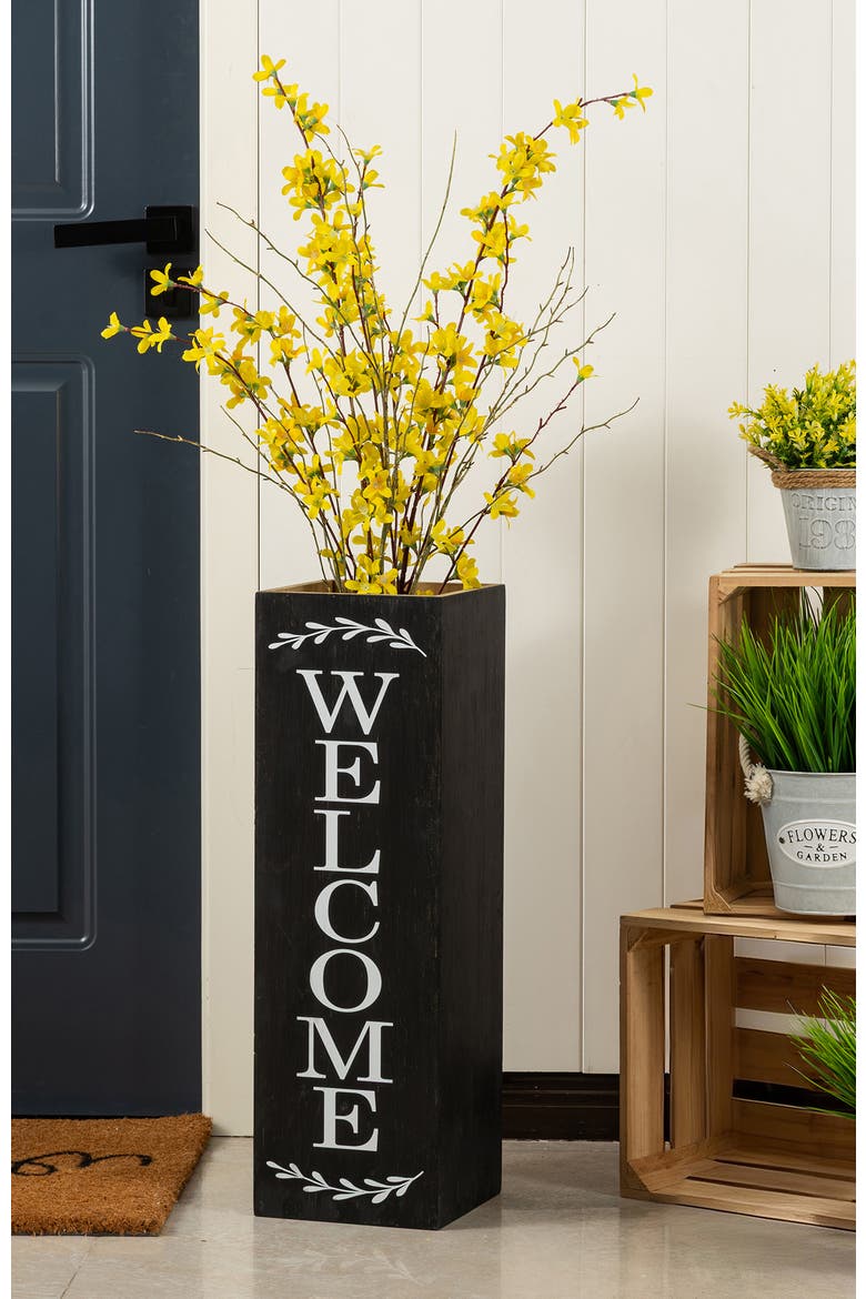 24"H Double Sided Solid Wood Boxed Welcome or Porch Sign, Alternate, color, Black
